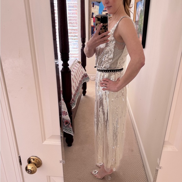 Marc Jacobs Runway NWT silver sequin dress with black detachable belt - Picture 10 of 15